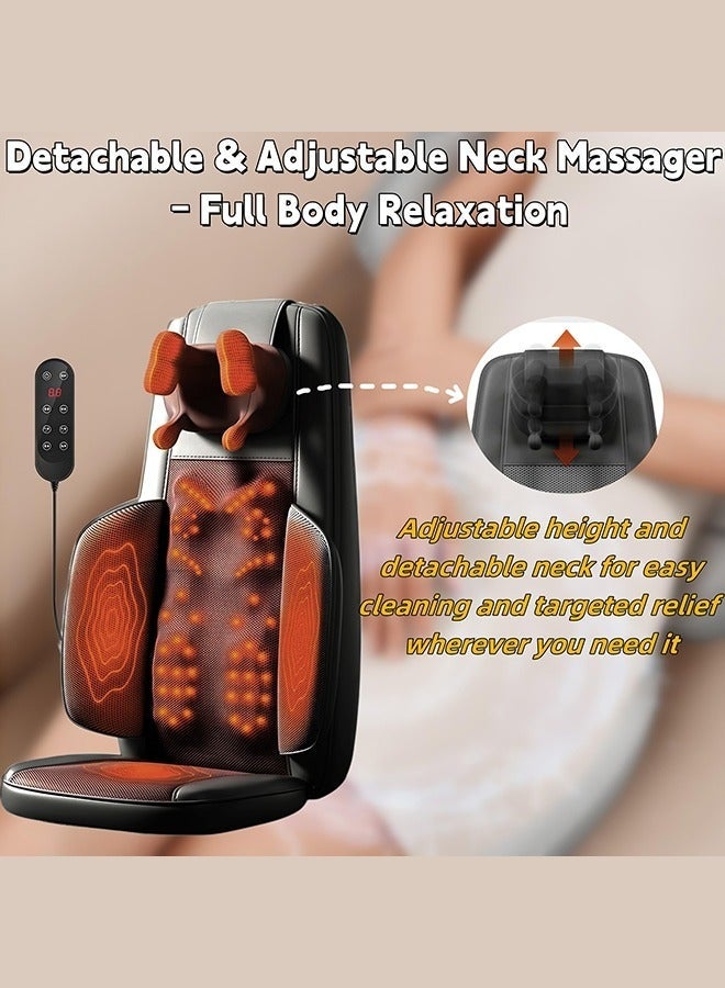 والالا جهاز تدليك شياتسو للرقبة والظهر مع وسادة كرسي كهربائية دوارة للظهر للمكتب والسيارة والمنزل للاستخدام في المقعد بقوة قابلة للتعديل وهدايا تدليك الجسم بالكامل للأب والأم والنساء والرجال، لون أسود - Image 4