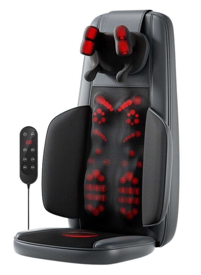 والالا جهاز تدليك شياتسو للرقبة والظهر مع وسادة كرسي كهربائية دوارة للظهر للمكتب والسيارة والمنزل للاستخدام في المقعد بقوة قابلة للتعديل وهدايا تدليك الجسم بالكامل للأب والأم والنساء والرجال، لون أسود - Image 1