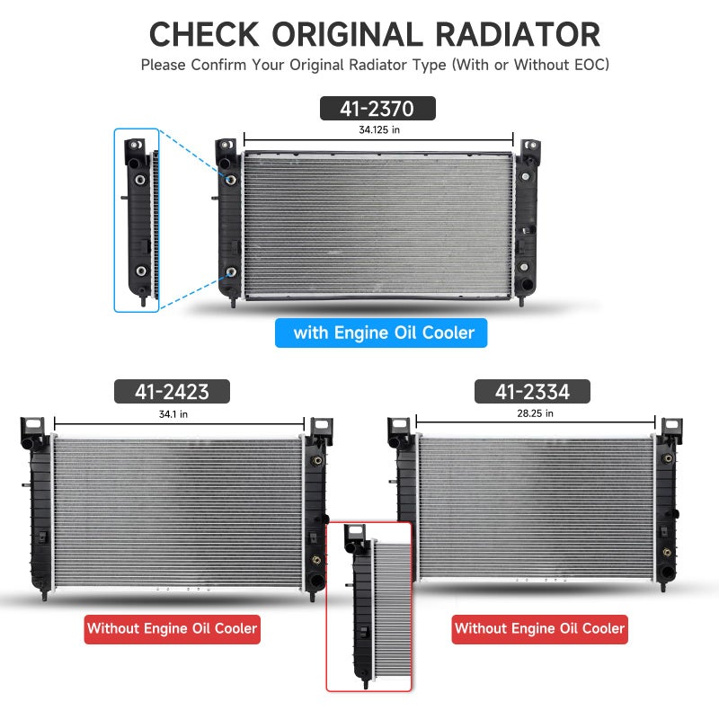 Readair 34Inch 2370 Engine Coolant Radiator with EOC Engine Oil Cooler Compatible with Chevy Chevrolet Silverado 1500 1999-2013, Silverado 2500 1999-2004& GMC Sierra 1500 2500 3500 Replace# 52486596 - Image 2