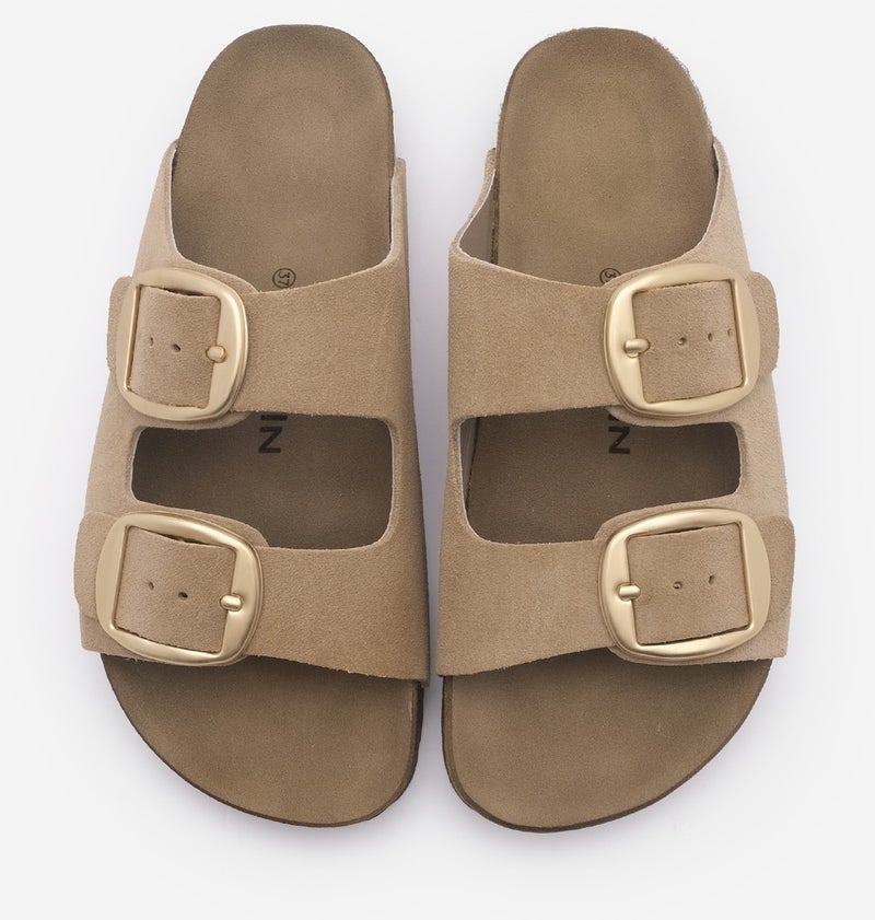 MARJIN Margin Women's Leather Daily Slippers Double Banded Slippers Eva Sole Poly  - Image 4