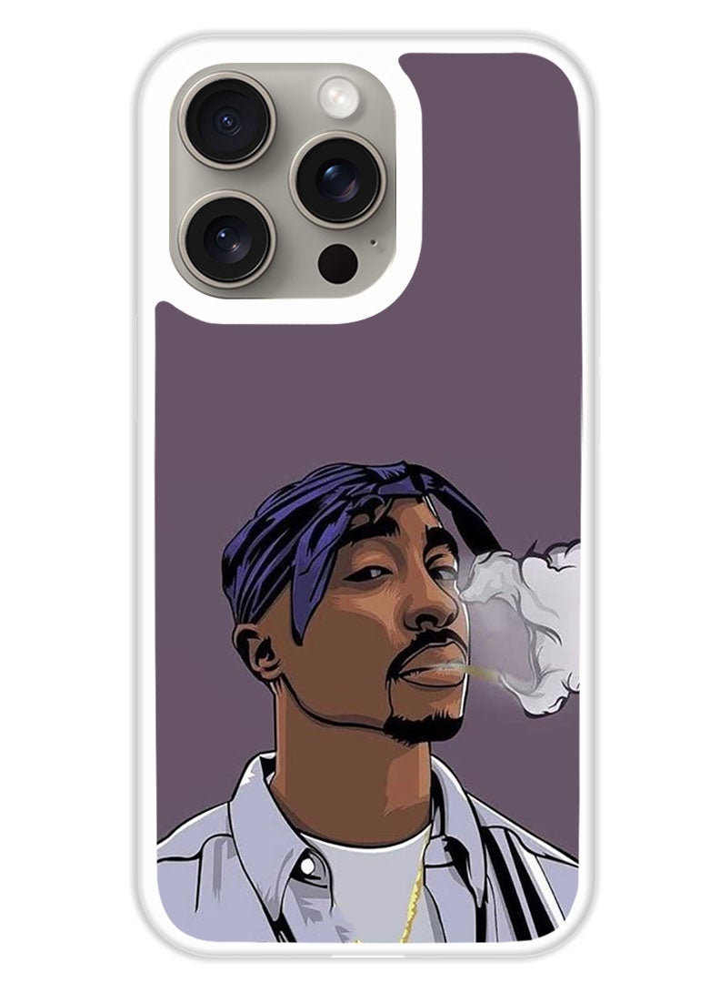 Theodor Protective Case Cover For APPLE IPHONE 15 Pro Tupac (White Bumper) - Image 1