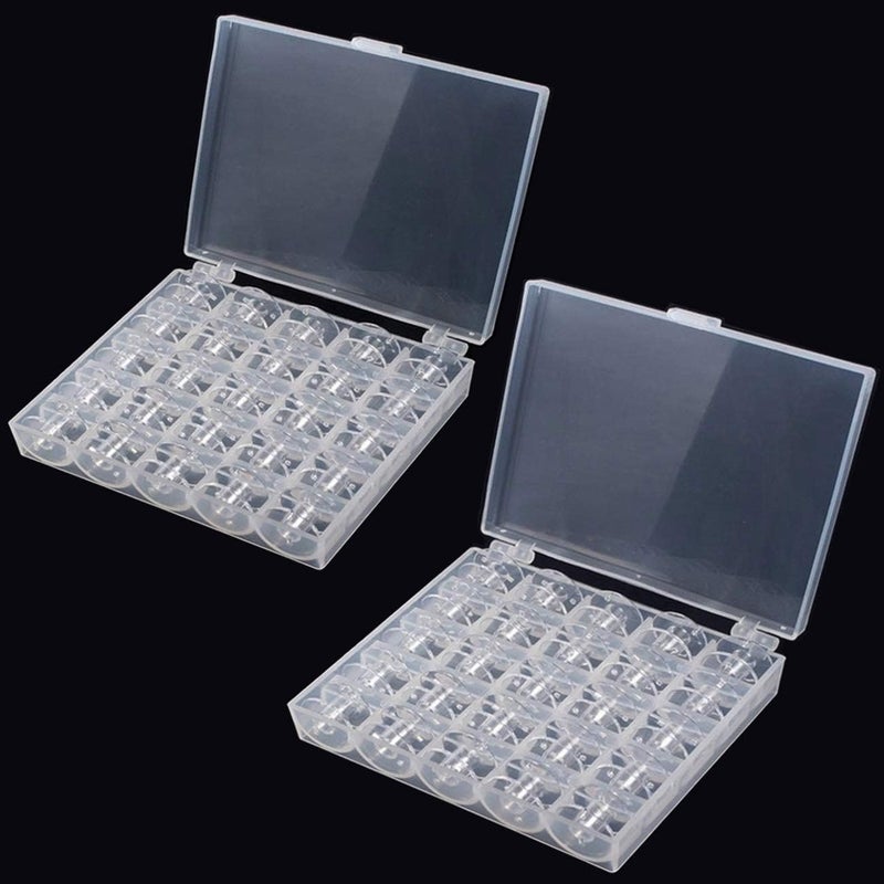 BAGTeck Bobbin Box,Machine Bobbin Organizer Plastic Case,Transparent 25 Slots Empty Bobbins Spools Box，Sewing Craft Plastic Case Storage Box for Sewing Machine - Image 1