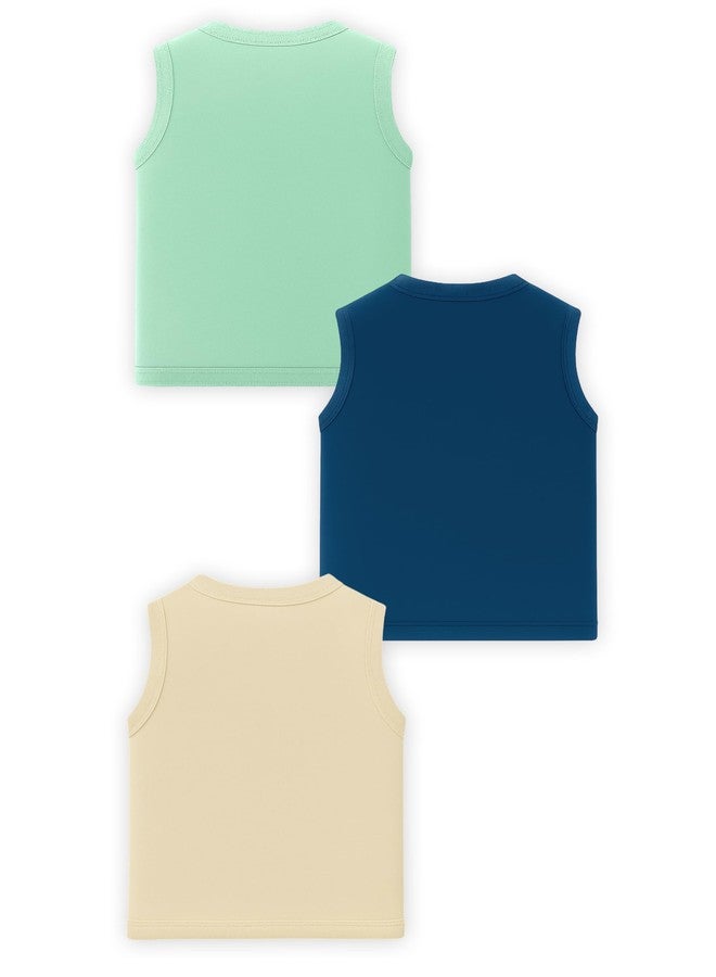 Kidbee Baby Cotton Sleeveless Front Open Jabla - Pack of 3 | Soft Button Vest for Newborns & Infants (in, Age, 12 Months, 18 Months, Regular, BS-JSL-Multi-3pc-A) - Image 2