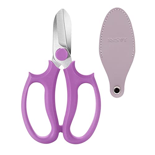 Jasni Garden Pruning Shears Scissors with Comfort Grip Handle, Premium Steel Professional Floral Scissors, Perfect for Arranging Flowers, Pruning, Trimming Plants, Gardening Tool (Purple) - Image 1