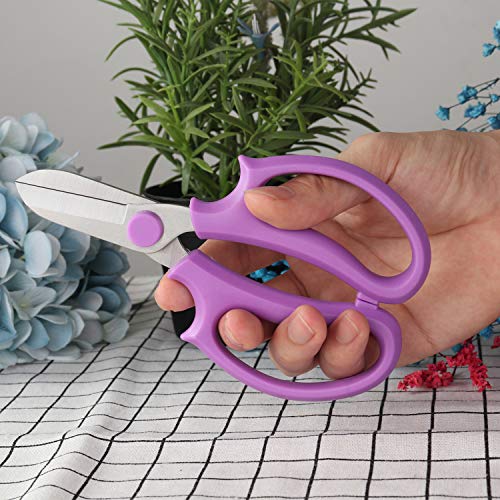 Jasni Garden Pruning Shears Scissors with Comfort Grip Handle, Premium Steel Professional Floral Scissors, Perfect for Arranging Flowers, Pruning, Trimming Plants, Gardening Tool (Purple) - Image 4