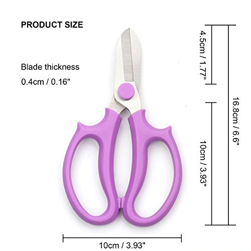 Jasni Garden Pruning Shears Scissors with Comfort Grip Handle, Premium Steel Professional Floral Scissors, Perfect for Arranging Flowers, Pruning, Trimming Plants, Gardening Tool (Purple) - Image 3