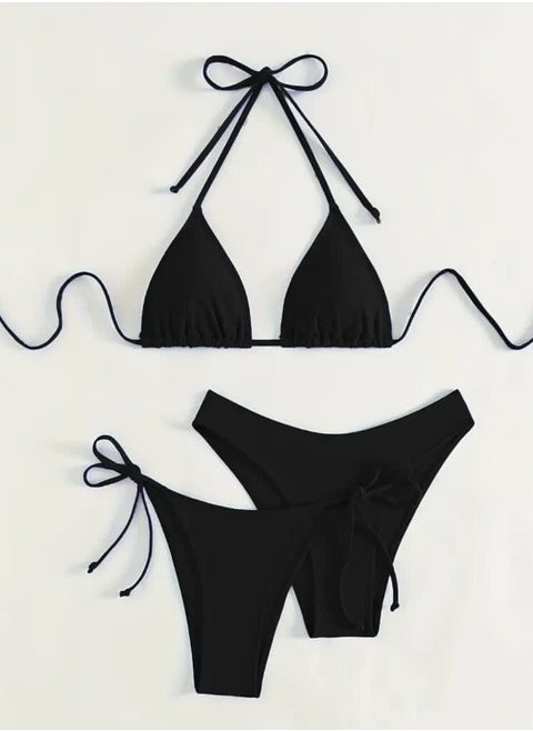 Two-Piece Black Bikini Made from Premium Korean Butter Fabric with High-Quality Lycra for an Elegant and Perfect Look Model HN 6024