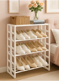 ALMUFARREJ 4 Shelves Shoe Storage Cabinet Plastic 52X38X58 Cm 8 Pairs Of Shoe White 