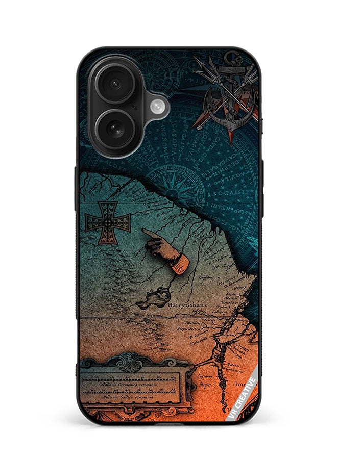 VR CREATIVE Protective Case Cover For Apple iPhone 16 Compas Design Multicolour