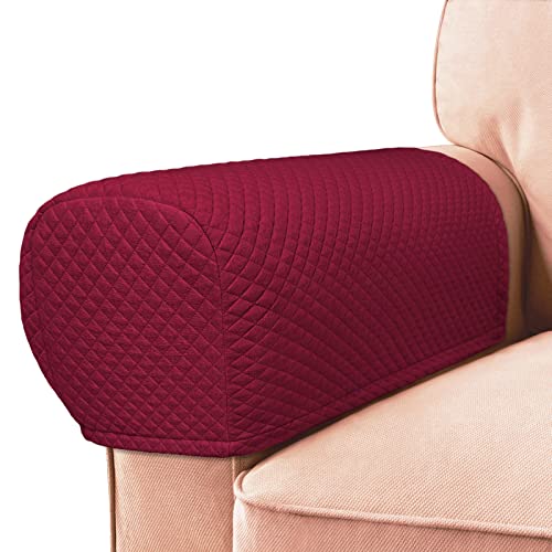 Roytub Stretch Couch Arm Covers Breathable Armrest Covers for Sofas and Chairs  ScratchResistant Protect and Decorate Your Sofa Medium Burgundy 2PCS