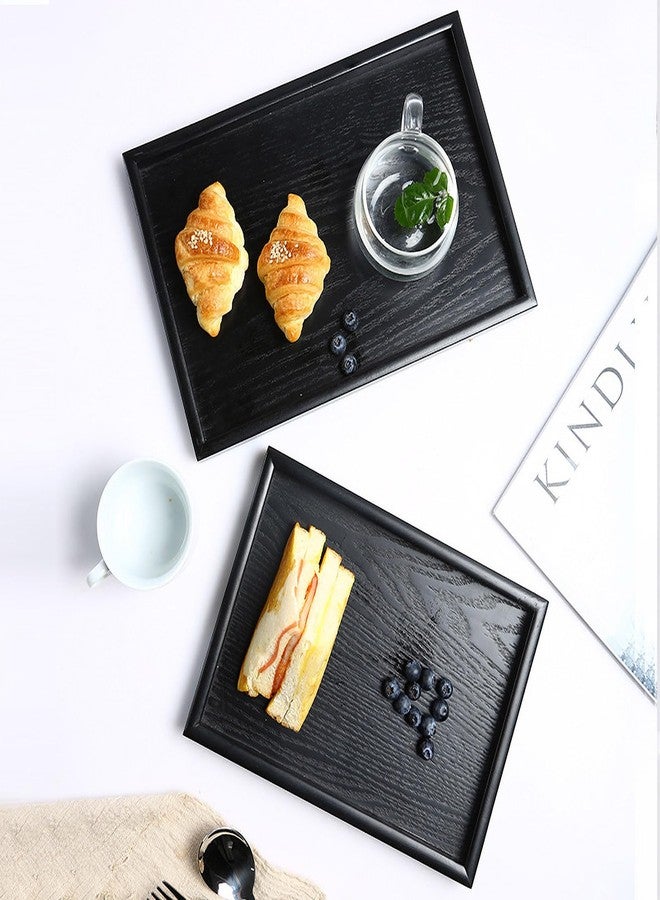 River-CJ Wooden Serving Tray with Handles, Rectangle Decorative Serving Tray Platter Wood Bed Tray with Raised Edges Snack Tray for Home Kitchen Restaurant Coffee Tea Food Breakfast Dinner Décor(Black) - Image 5