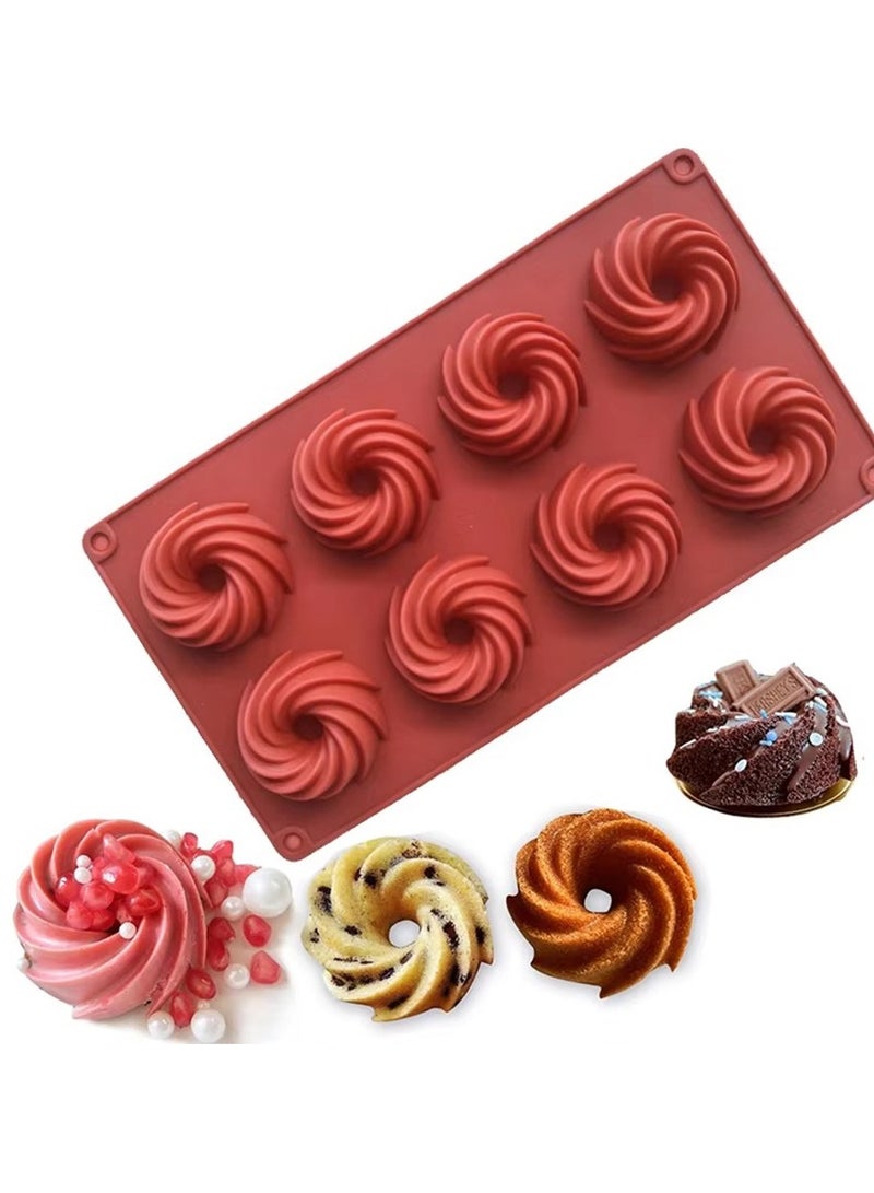 8 ثقوب في قالب كعكة سيليكون الدوارة الشكل ، وتستخدم لخبز البسكويت والكعك والخبز والحلويات والحلويات والحلويات والهلام والصابون تزيين كعكة ديي - Image 1