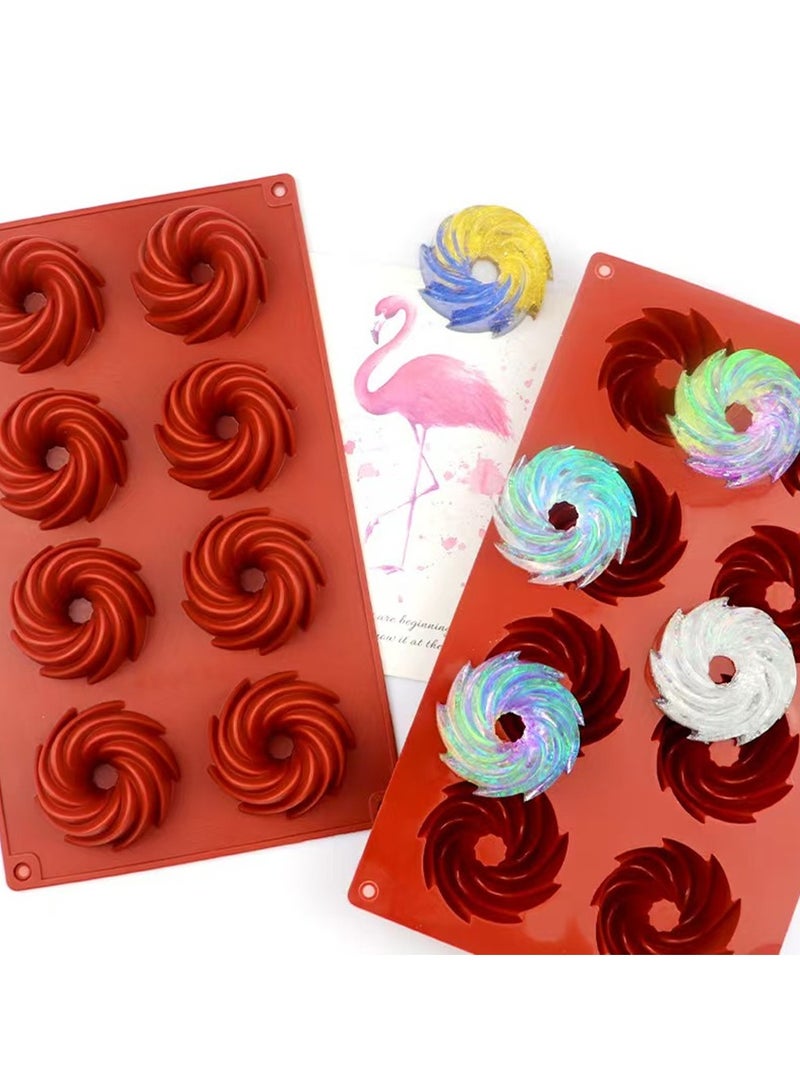 8 ثقوب في قالب كعكة سيليكون الدوارة الشكل ، وتستخدم لخبز البسكويت والكعك والخبز والحلويات والحلويات والحلويات والهلام والصابون تزيين كعكة ديي - Image 2