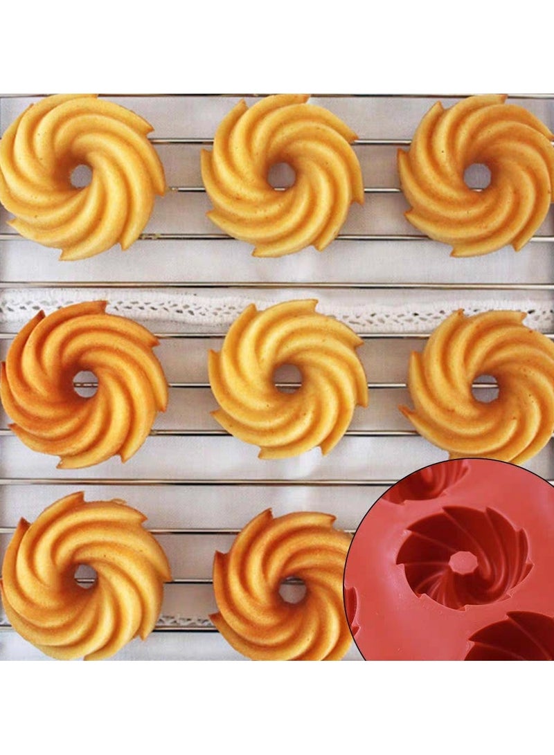 8 ثقوب في قالب كعكة سيليكون الدوارة الشكل ، وتستخدم لخبز البسكويت والكعك والخبز والحلويات والحلويات والحلويات والهلام والصابون تزيين كعكة ديي - Image 4