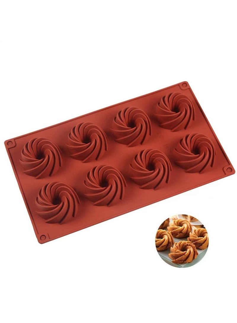 8 ثقوب في قالب كعكة سيليكون الدوارة الشكل ، وتستخدم لخبز البسكويت والكعك والخبز والحلويات والحلويات والحلويات والهلام والصابون تزيين كعكة ديي - Image 3