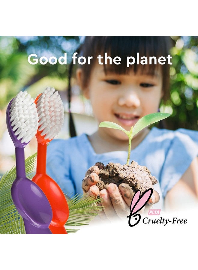 Radius Kidz Toothbrush Children'S Right Hand Bpa Free Ada Accepted Designed To Clean Teeth & Gums For Children 6 Years & Up - Green Blue Orange - Pack Of 3 - Image 5