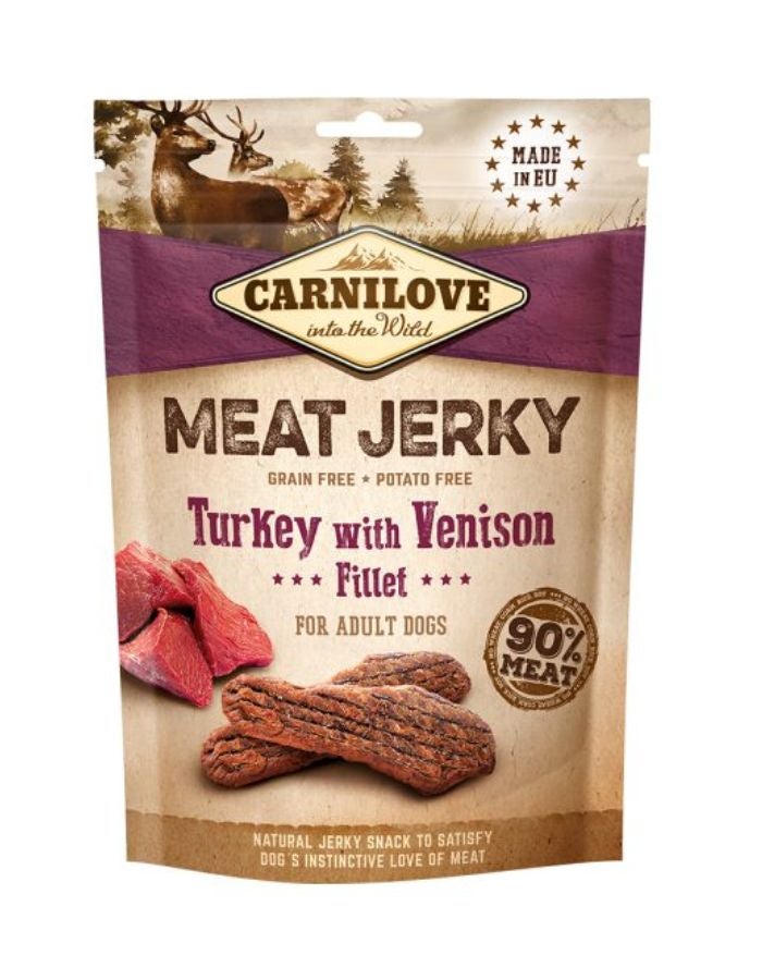 Carnilove Jerky Snack Turkey & Venison Fillet 100g – High-Protein Dried Dog Treat