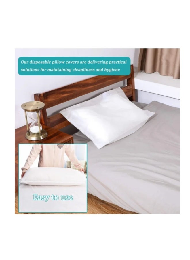 Disposable Pillow Case Covers,White Pillowfor Hotels Single Use Pillowcase,Non Woven Pillow Covers,Disposable Portable Bedding for Travel,Disposable Home Bedding Supplies(10 Pcs) - Image 2