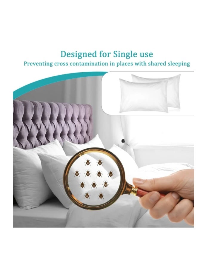 Disposable Pillow Case Covers,White Pillowfor Hotels Single Use Pillowcase,Non Woven Pillow Covers,Disposable Portable Bedding for Travel,Disposable Home Bedding Supplies(10 Pcs) - Image 5