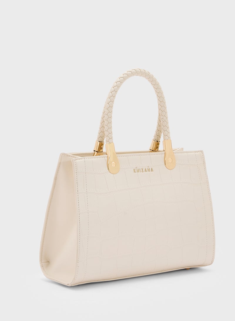 Khizana Croc Print Satchel Bag  - Image 3