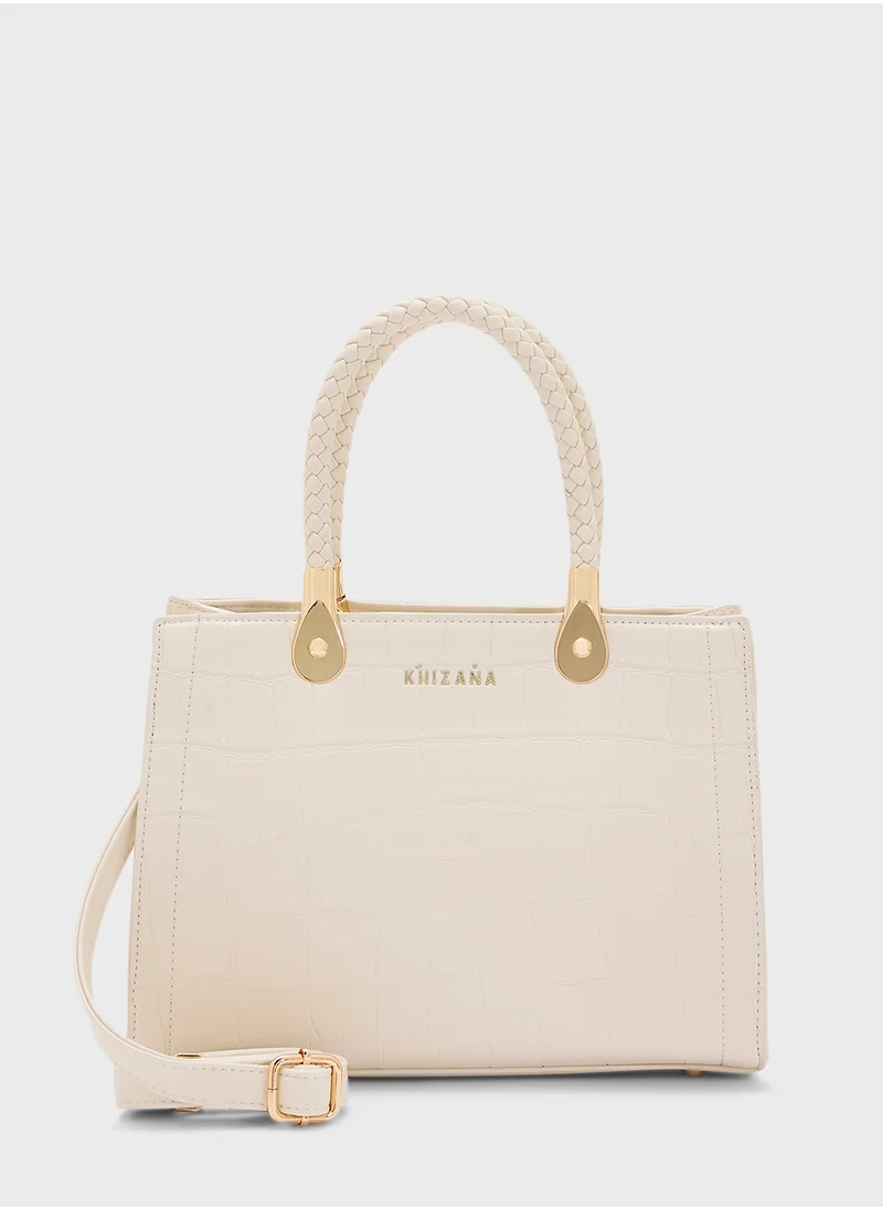 Khizana Croc Print Satchel Bag