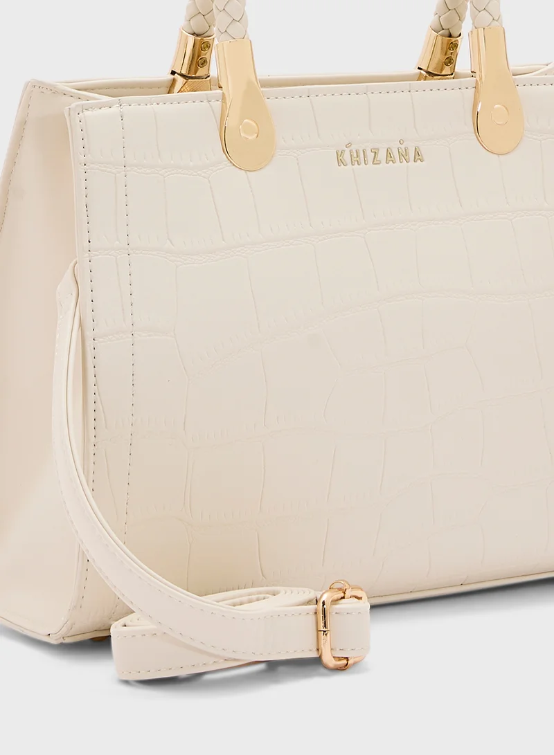 Khizana Croc Print Satchel Bag