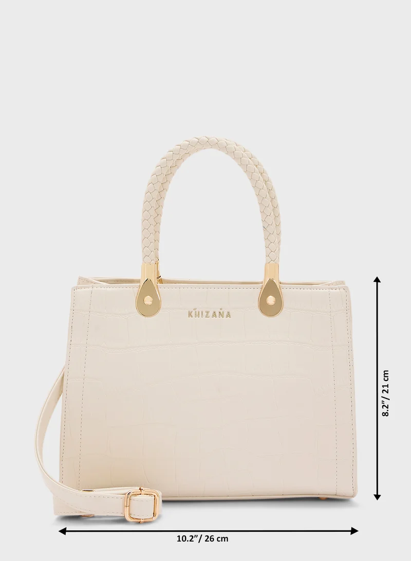 Khizana Croc Print Satchel Bag