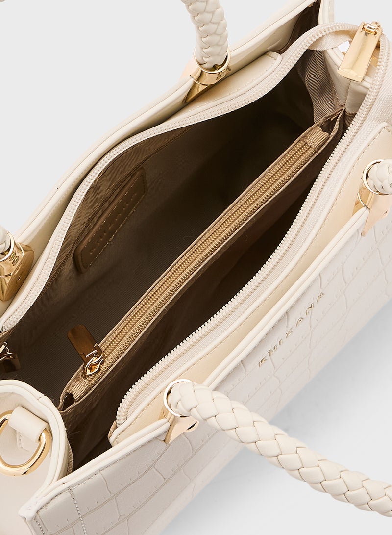 Khizana Croc Print Satchel Bag  - Image 5