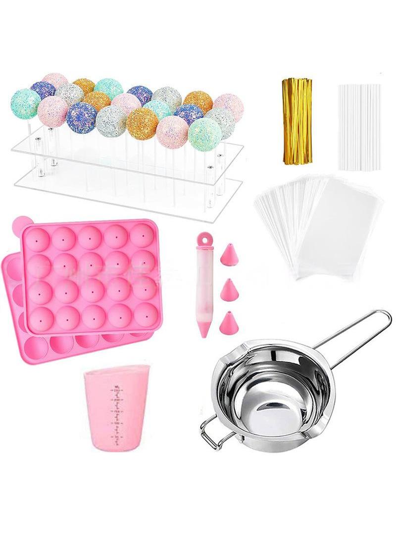 Bluejw 305-Piece Chocolate Lollipop Silicone Mold Set Acrylic 21 Hole Lollipop Display Bracket - Image 1