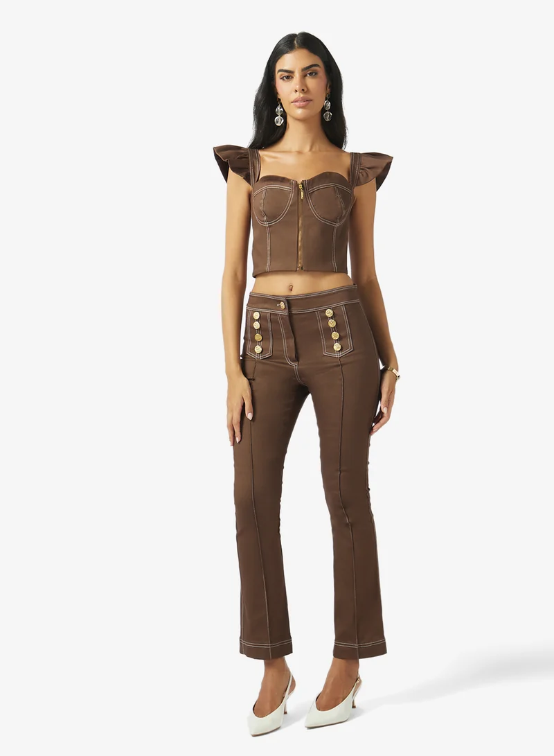 Fyor  Zip Front Corset Crop Top for Women | Best Price UAE