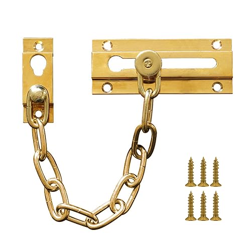Siwil Security Door Chain Guard Solid Brass, Heavy-Duty Home Security, Sturdy and Rust-Resistant Brass Door Lock Security Chain (Brass) - Image 1