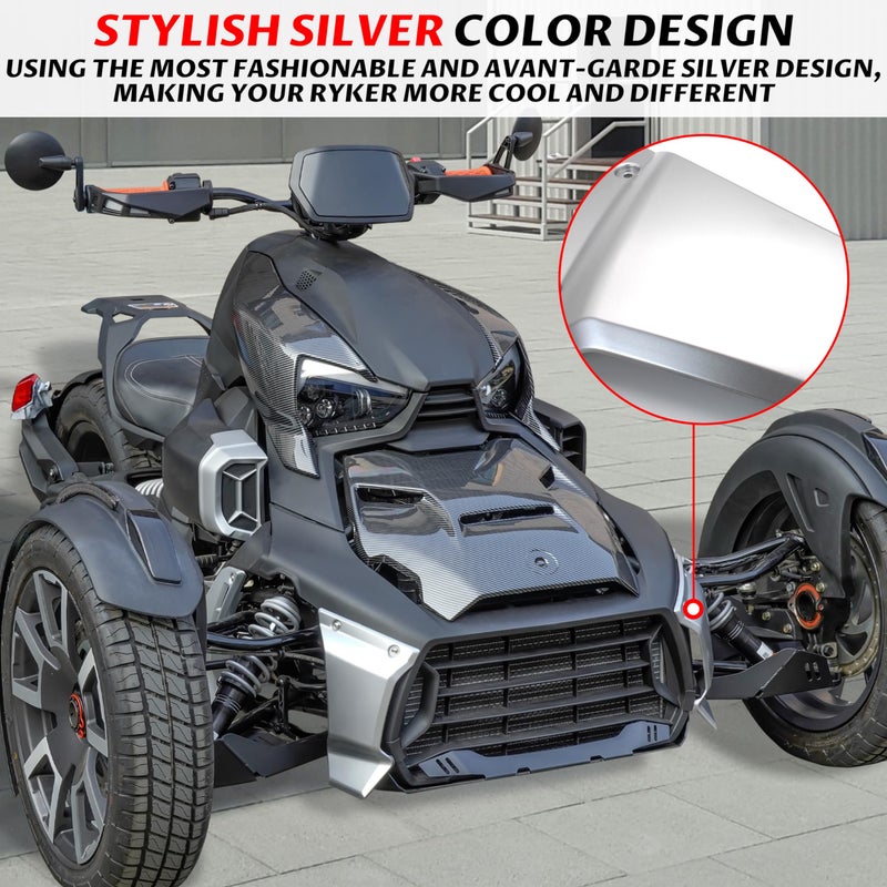 SAUTVS Silver Color Front Grill Trims for Can-Am Ryker, Lower Grill Protector for Can Am Ryker 600 900 Sport & Ryker Rally Edition All Models Accessories (Replace OEM 219400947) - Image 2