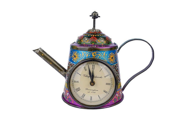 GUNENDRA Handicrafts Home Decor Kettle with WatchKettleGift ItemsGiftingHome DecorationDecorative ItemsHandicraftsIron KettleHome DecorTable