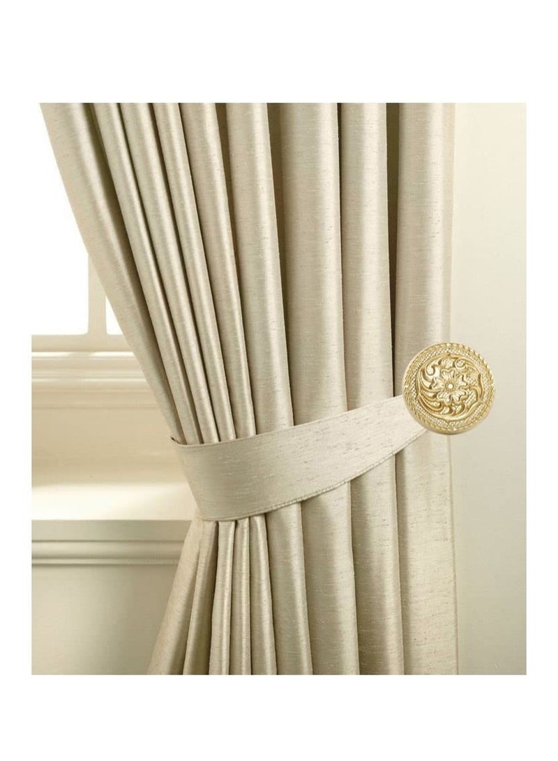 IDT 1 Pair Curtain Holdbacks Window Tie Backs Holders For Bedroom Wall Office Decor Home Sheer Blackout Drapes Blind Curtains Decorations Accessories Buckle Hooks Golden Colour - Image 1