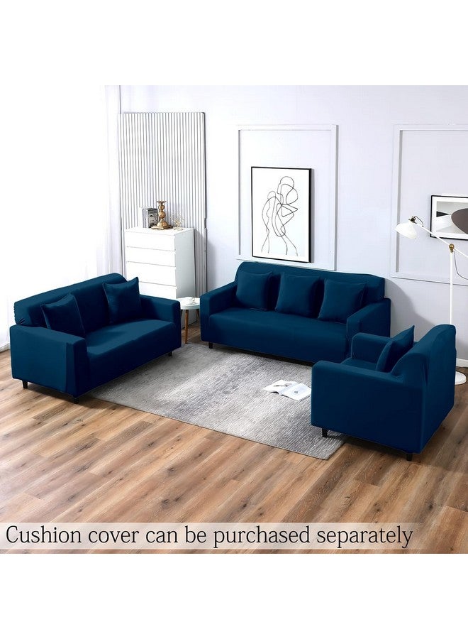 VORHANG Plain Sofa Cover | Highly Elastic Cover | Stretchable Universal Sofa Slipcover for Dining Drawing Room | Washable | Three Seater Sofa Cover | Dark Blue - Image 4