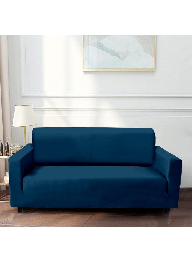 VORHANG Plain Sofa Cover | Highly Elastic Cover | Stretchable Universal Sofa Slipcover for Dining Drawing Room | Washable | Three Seater Sofa Cover | Dark Blue - Image 1