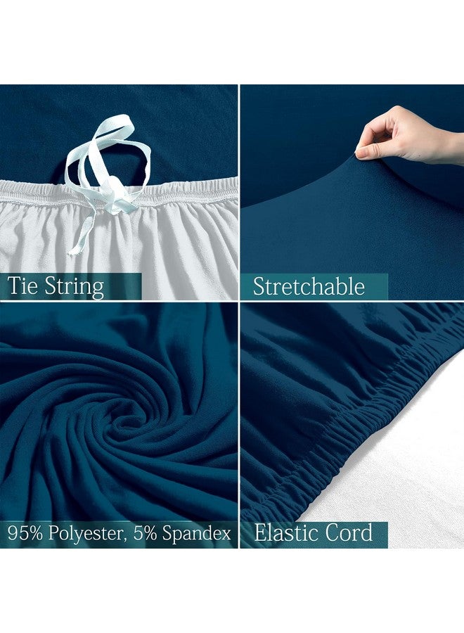 VORHANG Plain Sofa Cover | Highly Elastic Cover | Stretchable Universal Sofa Slipcover for Dining Drawing Room | Washable | Three Seater Sofa Cover | Dark Blue - Image 2