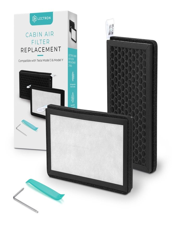 Lectron Cabin Air Filter Replacement Compatible with Tesla Model 3 & Model Y - H13 HEPA Filter with Activated Carbon - Compatible with Tesla Model Y/Model 3 (2016 or later) (2-Pack) - Image 1