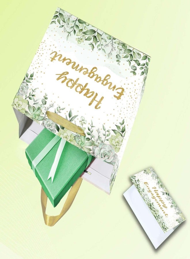 GOLDCROW Sage Green Engagement Gift Bag 7" Small Happy Engagement Gift Bags with Tissue Paper and Card Perfect for Engagement Party Gifts Wedding Favors or Bridal Showers Engagement Party Decorations - Image 4