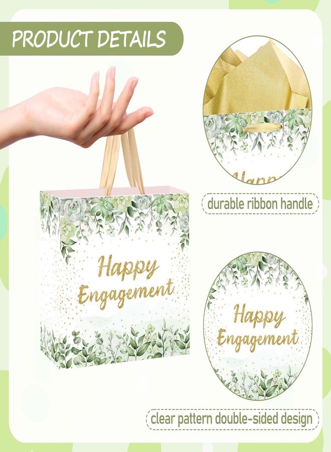 GOLDCROW Sage Green Engagement Gift Bag 7" Small Happy Engagement Gift Bags with Tissue Paper and Card Perfect for Engagement Party Gifts Wedding Favors or Bridal Showers Engagement Party Decorations - Image 2