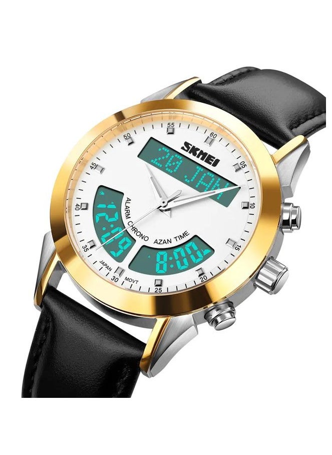 SKMEI Skmei Gold, Black & Silver Q036 Waterproof Digital Quartz Watch, Qibla, Azan Alert  - Image 5