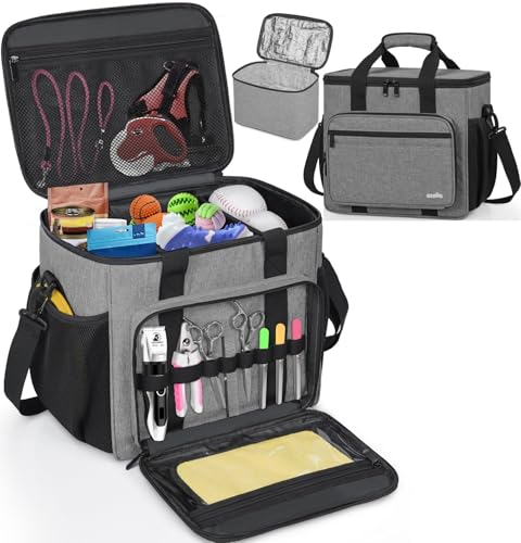 GMAK Pet Grooming Bag Dog Grooming Tote Bags Supplies Organizer Case Pets Tools Organizer Tote for Dog Cat Grooming Tool Kit and Accessories GreyBag Only - Image 1