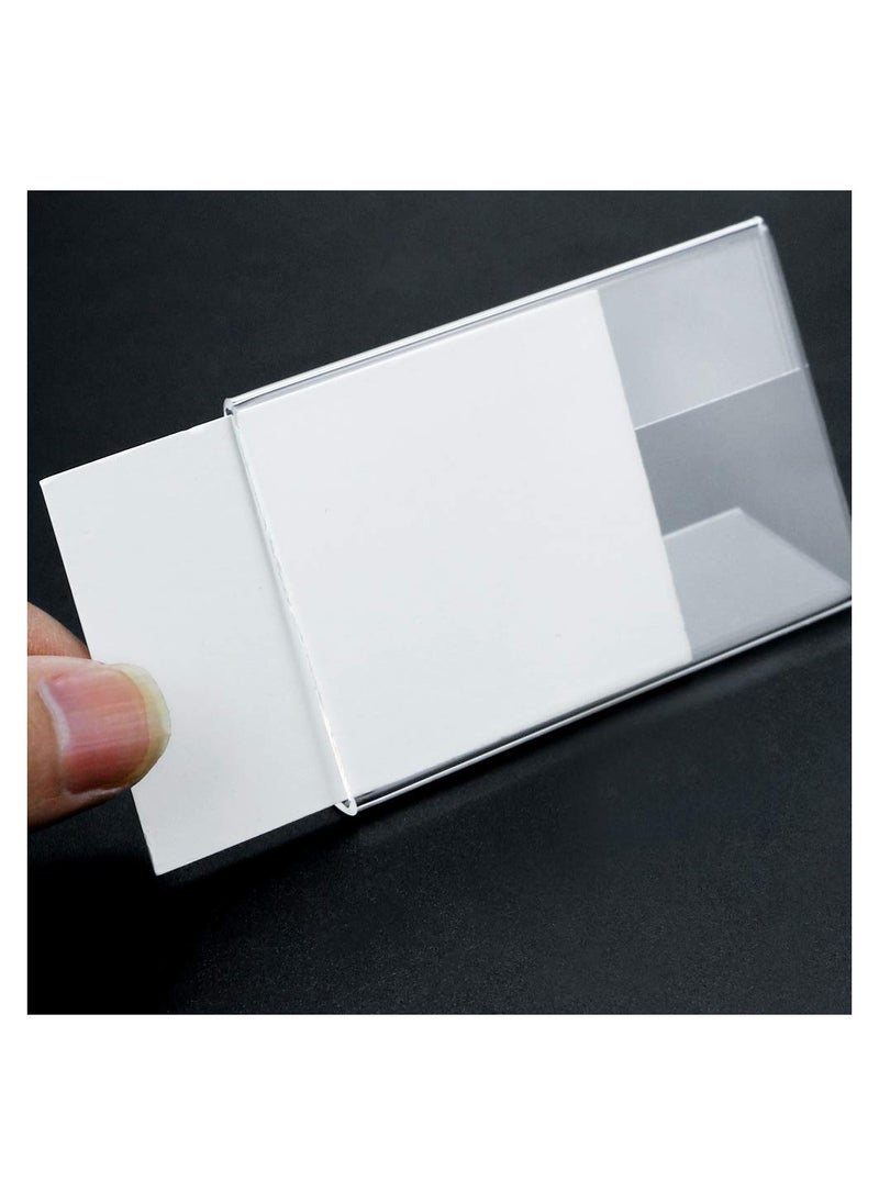 KASTWAVE - Sign Display Holder, 20PCS Mini Sign Holder, Clear Acrylic Sign Display Holder with Blank Labels, Tag Label Counter Top Stand, Horizontal Slanted L-Shape Acrylic Name Card Price Card (80mm x 50mm) - Image 1