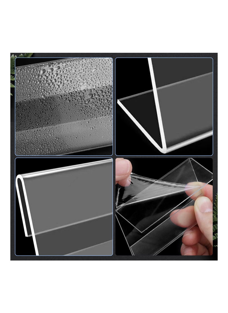 KASTWAVE - Sign Display Holder, 20PCS Mini Sign Holder, Clear Acrylic Sign Display Holder with Blank Labels, Tag Label Counter Top Stand, Horizontal Slanted L-Shape Acrylic Name Card Price Card (80mm x 50mm) - Image 1
