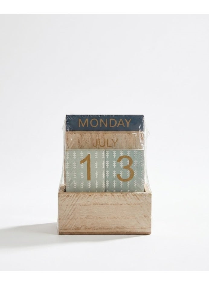 Wooden Monthly Calendar - Blue - Image 1