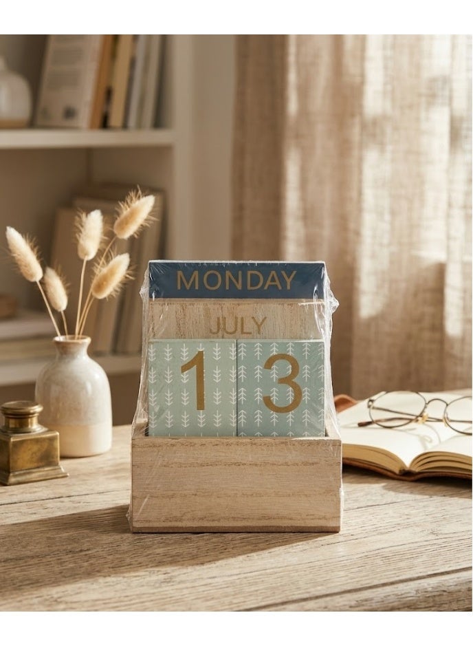 Wooden Monthly Calendar - Blue - Image 2