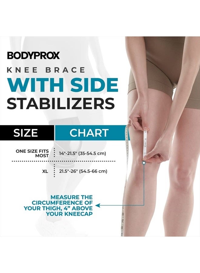 Bodyprox دعامة للركبة مع مثبتات جانبية ووسادات جل للركبة لدعم الركبة - Image 3