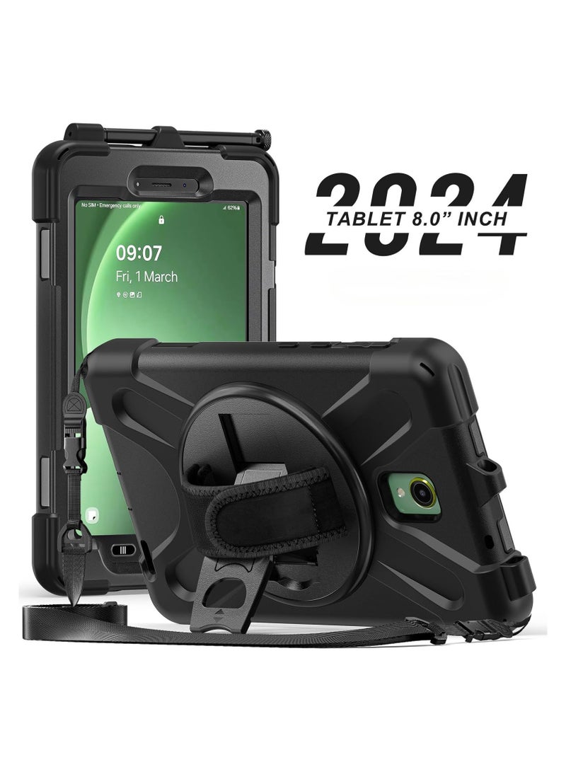 Case for Samsung Galaxy Tab Active 5 (2024), Drop-proof Smart Tablet Case with 360° Rotatable Hand Strap Holder and Shoulder Strap for Kids - Image 2