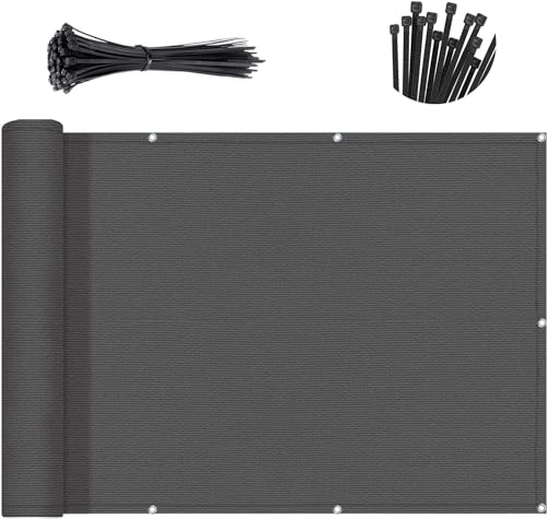 SUNNY GUARD 3.3'x19.7' Dark Grey Balcony Privacy Screen Fence, Apartments Deck Railing Screen, Heavy Duty Wind Screen for Outdoor,Backyard,Patio,Deck Privacy - Image 1