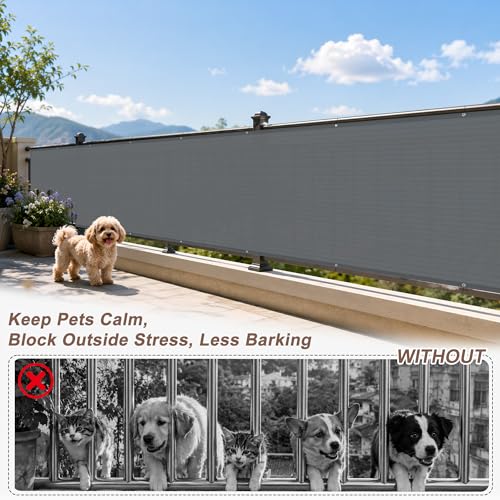 SUNNY GUARD 3.3'x19.7' Dark Grey Balcony Privacy Screen Fence, Apartments Deck Railing Screen, Heavy Duty Wind Screen for Outdoor,Backyard,Patio,Deck Privacy - Image 4